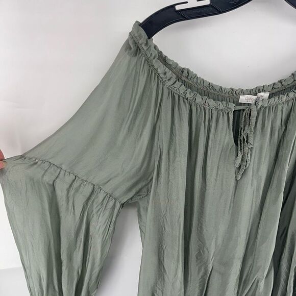 Cobble Stone Women's Off Shoulder Blouse Top Long Sleeve Green Italy UE XL - Picture 11 of 11